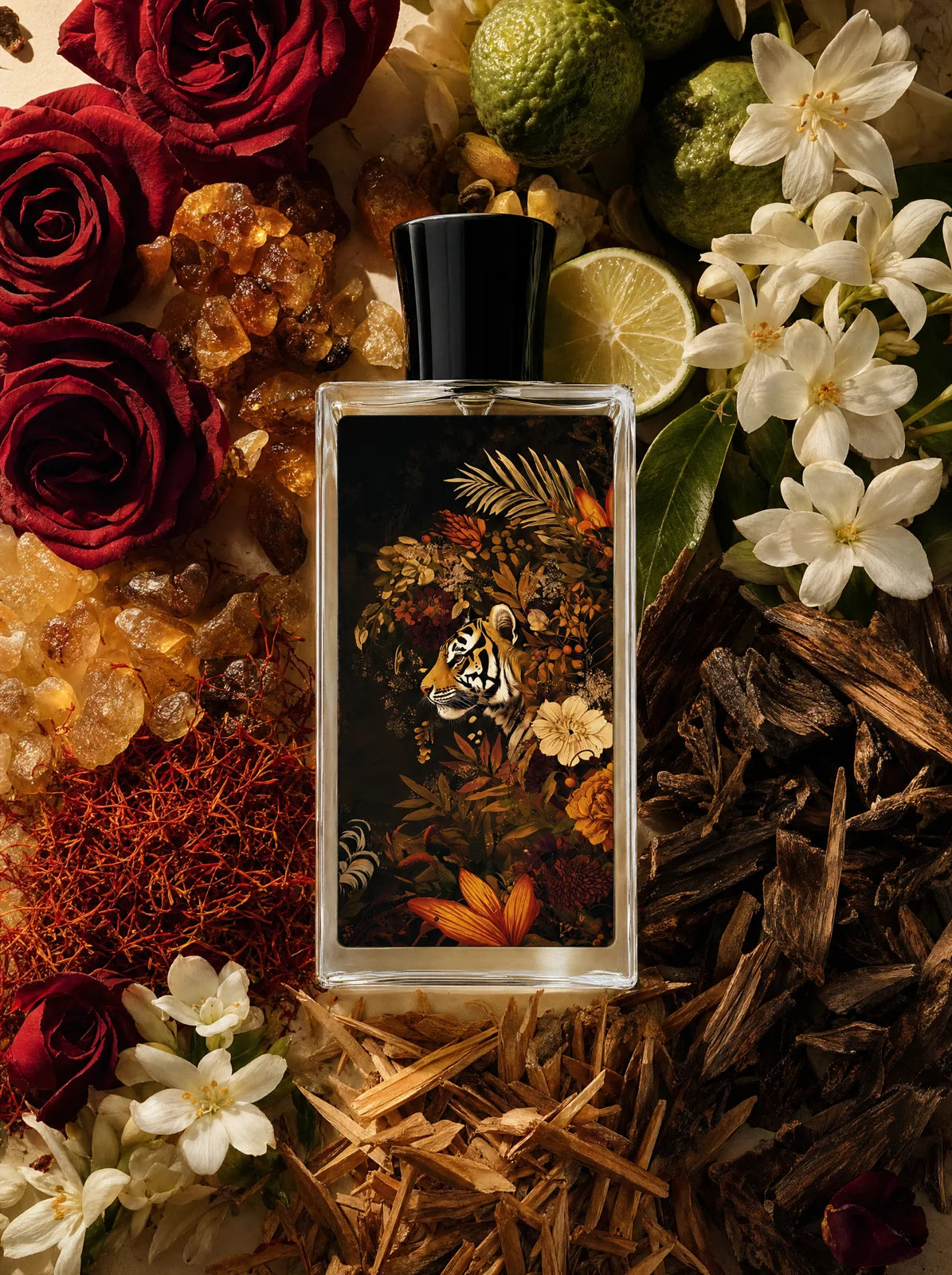 Rogue Eau de Parfum bottle, back label artwork